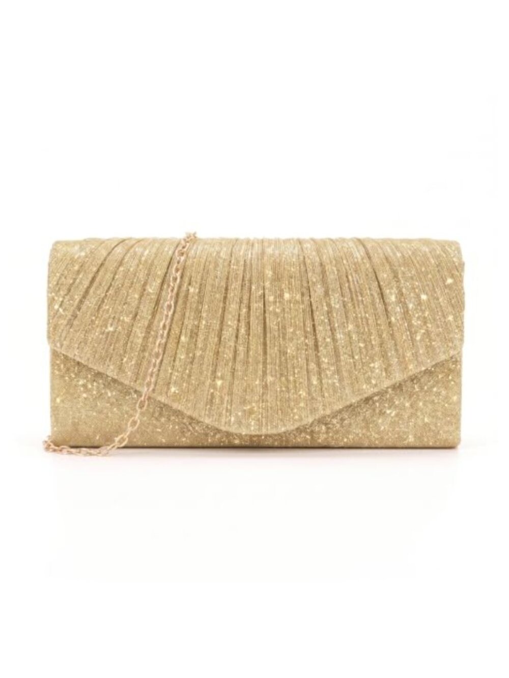 Gold Glitter Clutch with Detachable Chain Strap Evening Bag